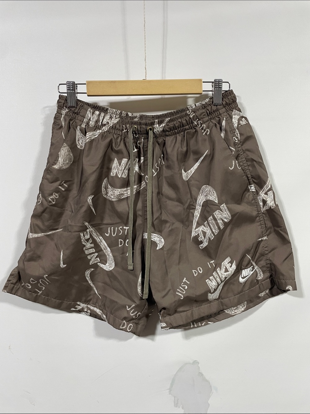 Nike Brown Logo-Print Athletic Swim Shorts
